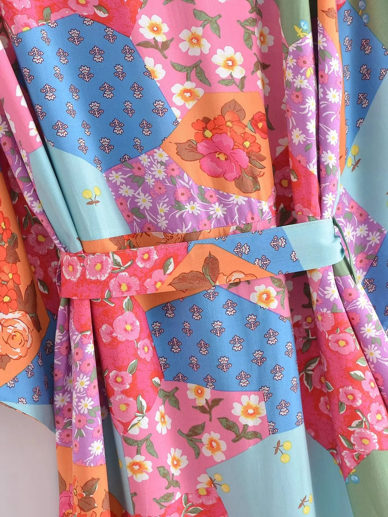 Kaleidoscope Dream Boho Patchwork Kimono - Floral Duster Robe