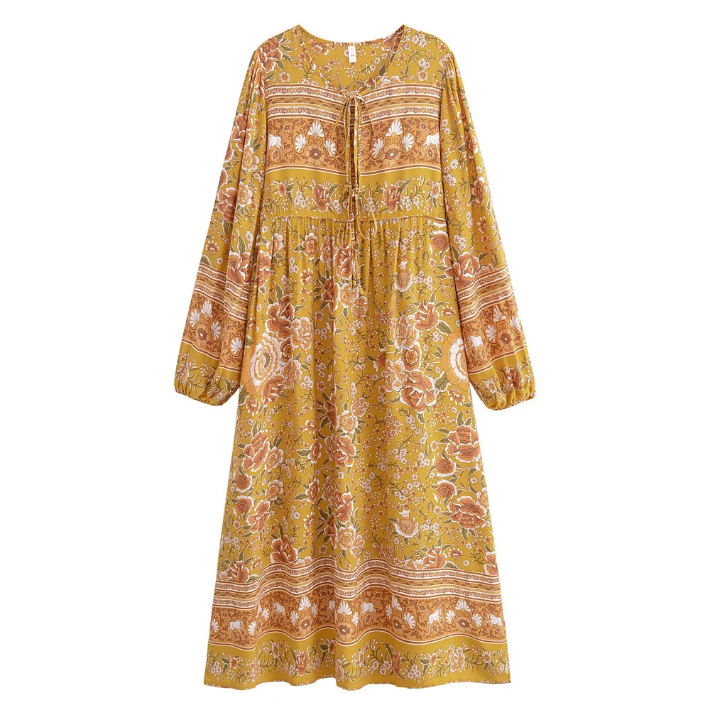 Boho Bloom Maxi Dress – Cotton & Rayon Blend