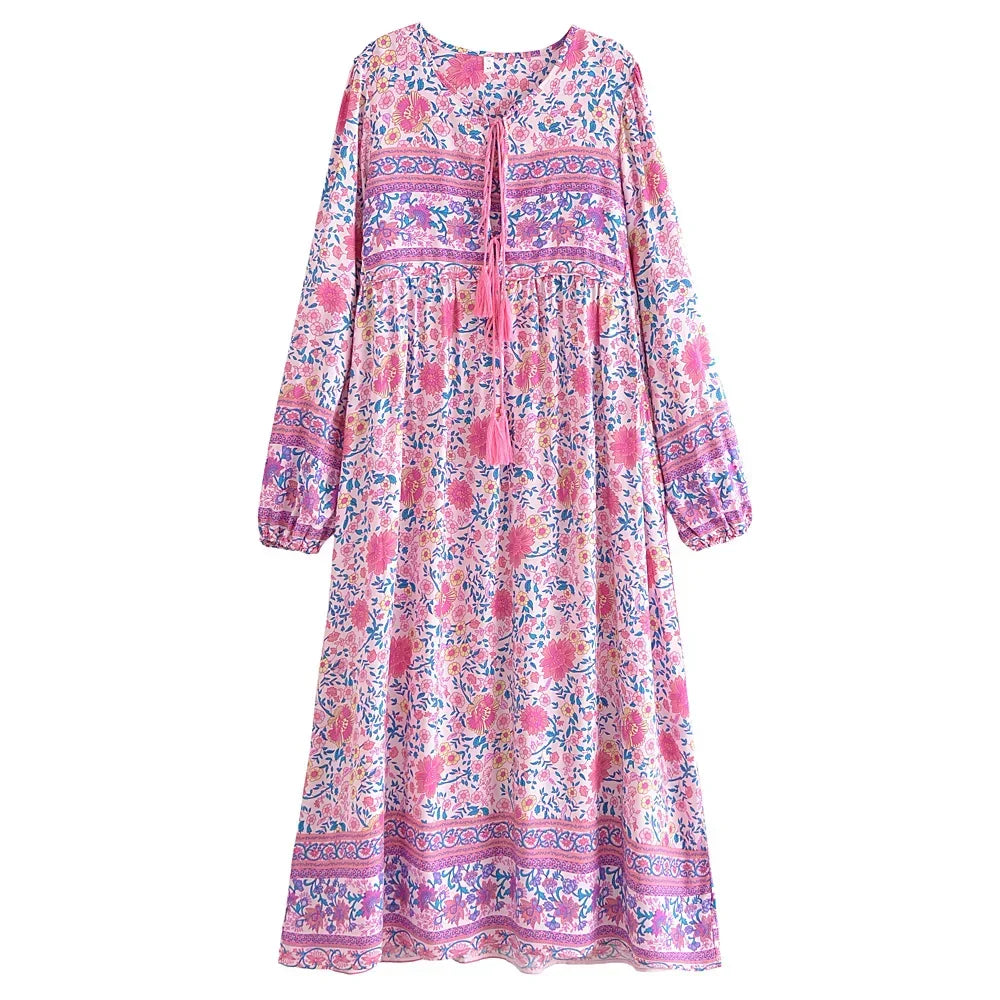 Tapestry Dreams Floral Boho Maxi Dress
