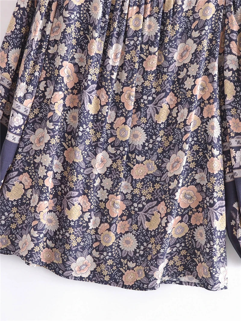 🌸 Boho Floral Tassel Blouse