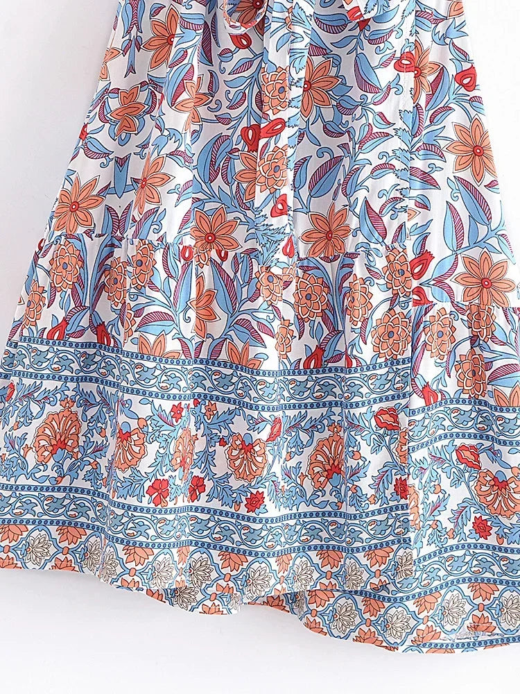 Boho Bloom Wrap Dress – Soft Cotton Rayon in Vintage Floral Print