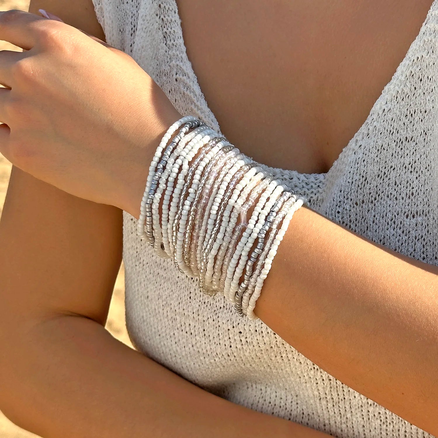 Boho Beaded Wrap Bracelet – Multi-Strand Adjustable Bangle