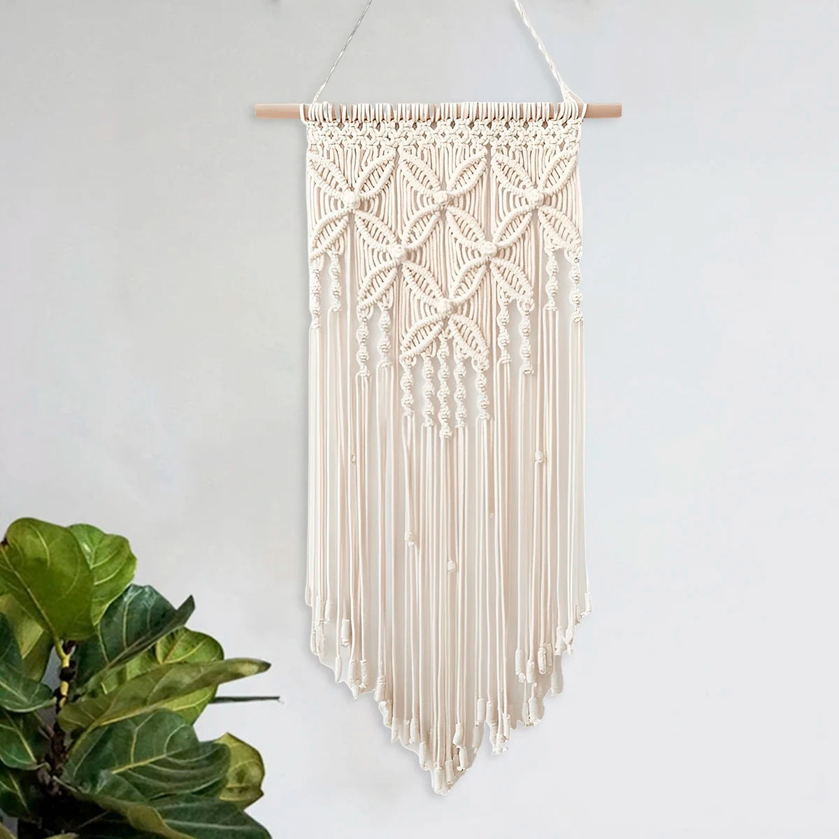 Macramé Wall Hanging Tapestry – Boho Geometric Design