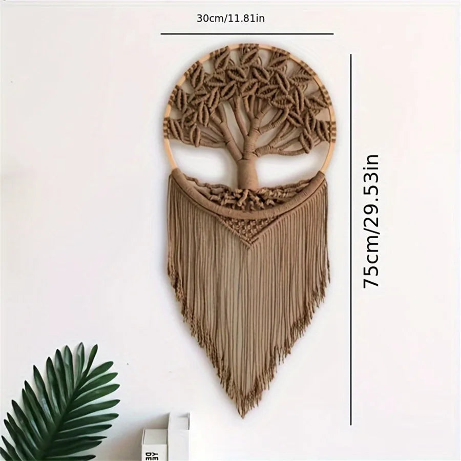 Tree of Life Macrame Wall Hanging – Large Boho Dreamcatcher Decor