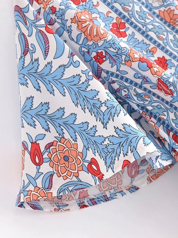 Boho Bloom Wrap Dress – Soft Cotton Rayon in Vintage Floral Print