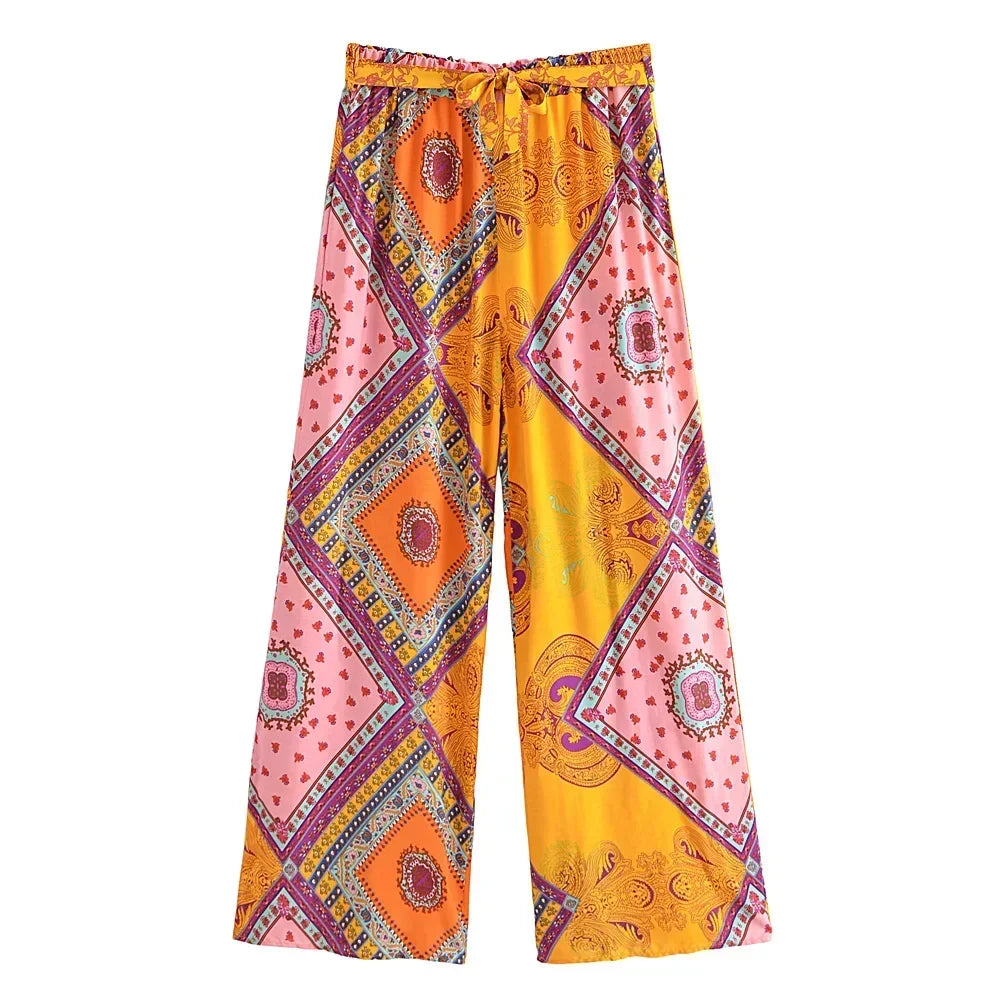 Free Spirit Floral &amp; Geo Print Boho Pants