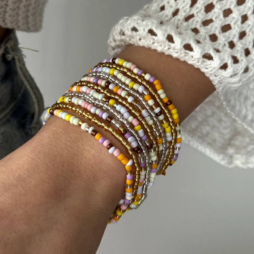 Boho Beaded Wrap Bracelet – Multi-Strand Adjustable Bangle