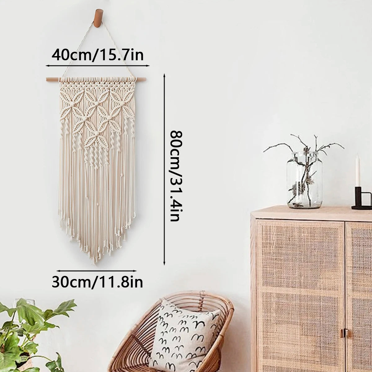 Macramé Wall Hanging Tapestry – Boho Geometric Design