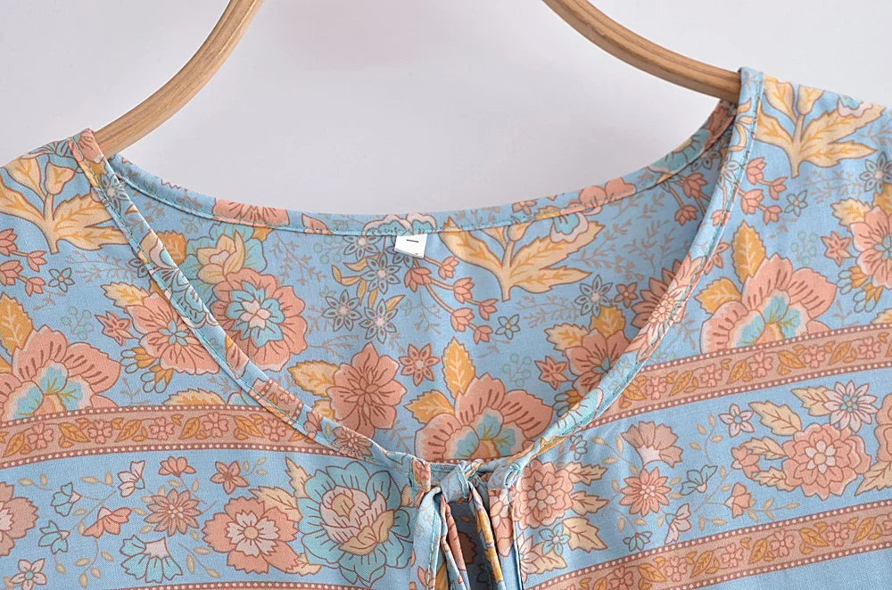 Boho Charm Floral Maxi Dress – Cotton Rayon Blend