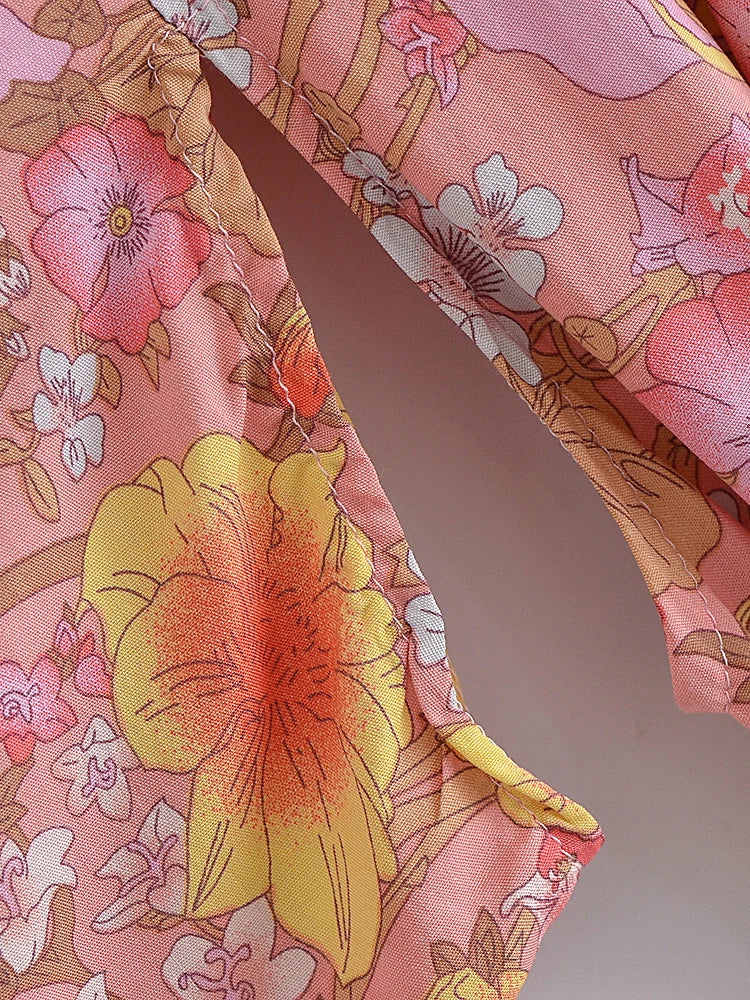 Boho Floral Kimono Maxi Dress – 100% Rayon