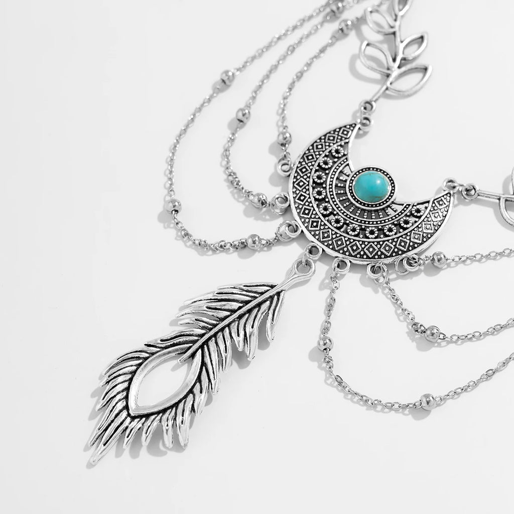 Boho Turquoise Feather Arm Cuff