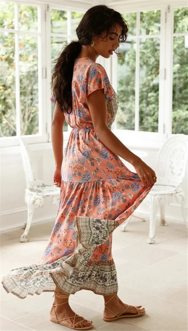 Serene Bloom Floral Boho Maxi Dress