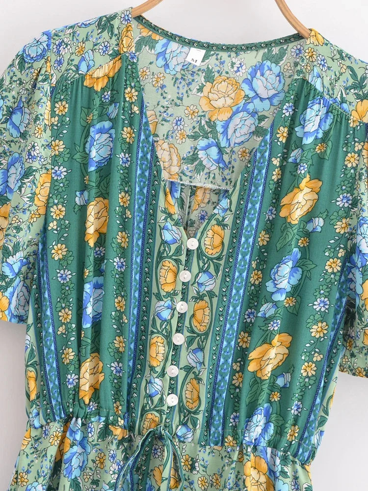 Sunbeam Floral Boho Maxi Dress - Rayon Blend