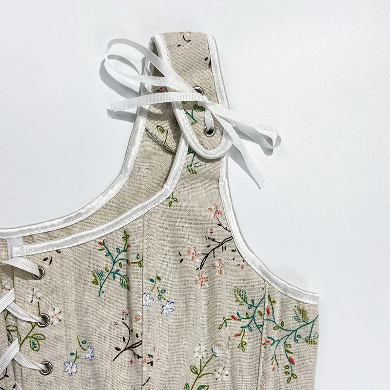 Vintage Floral Corset Crop Top