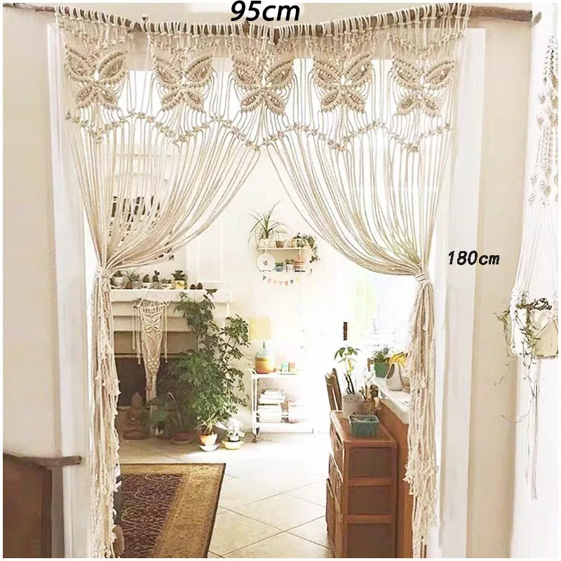 Boho Macrame Cotton Door Curtain Tapestry – Multiple Designs