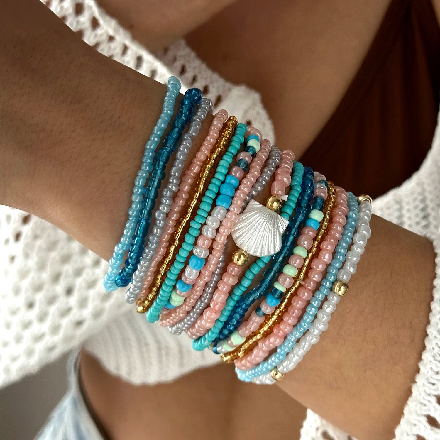 Boho Beaded Wrap Bracelet – Multi-Strand Adjustable Bangle