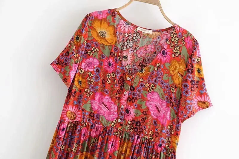 🌺 Boho Sunset Maxi Dress – Floral Freedom in Motion