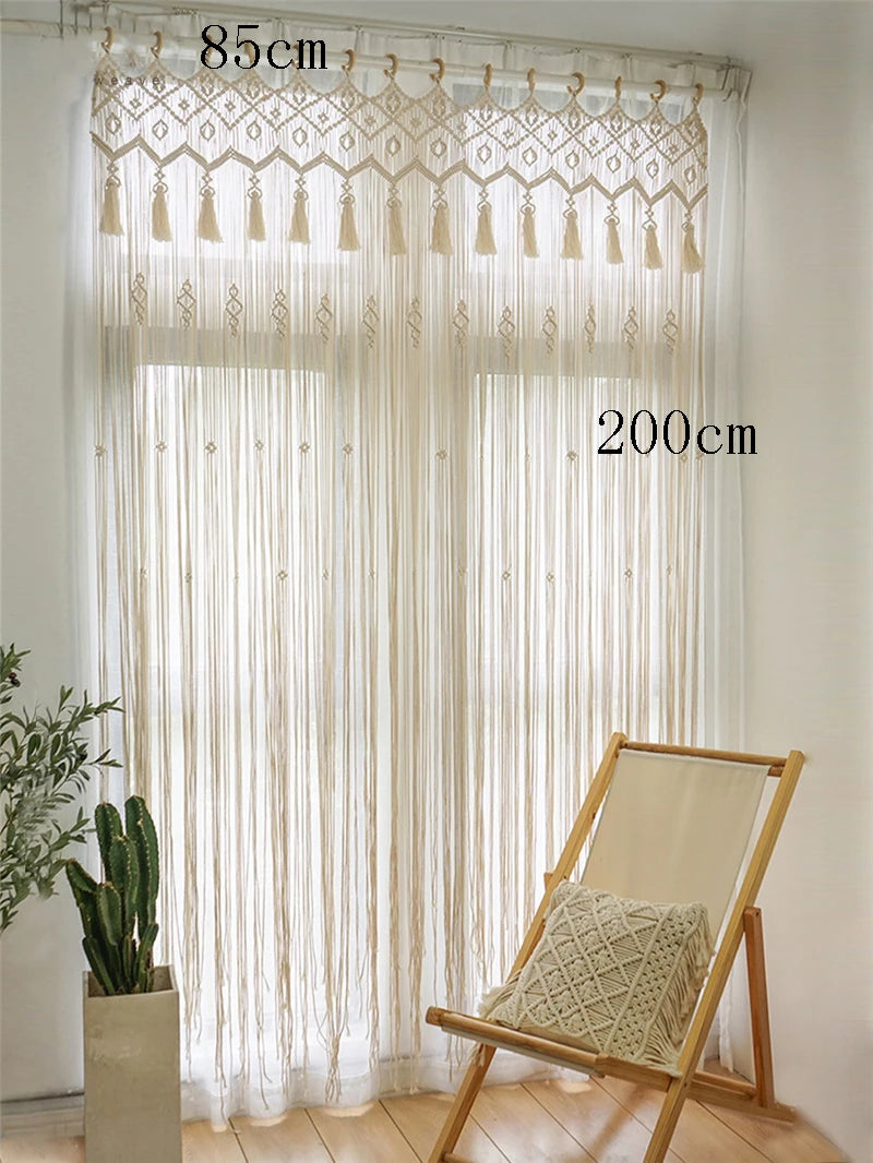 Boho Macrame Cotton Door Curtain Tapestry – Multiple Designs
