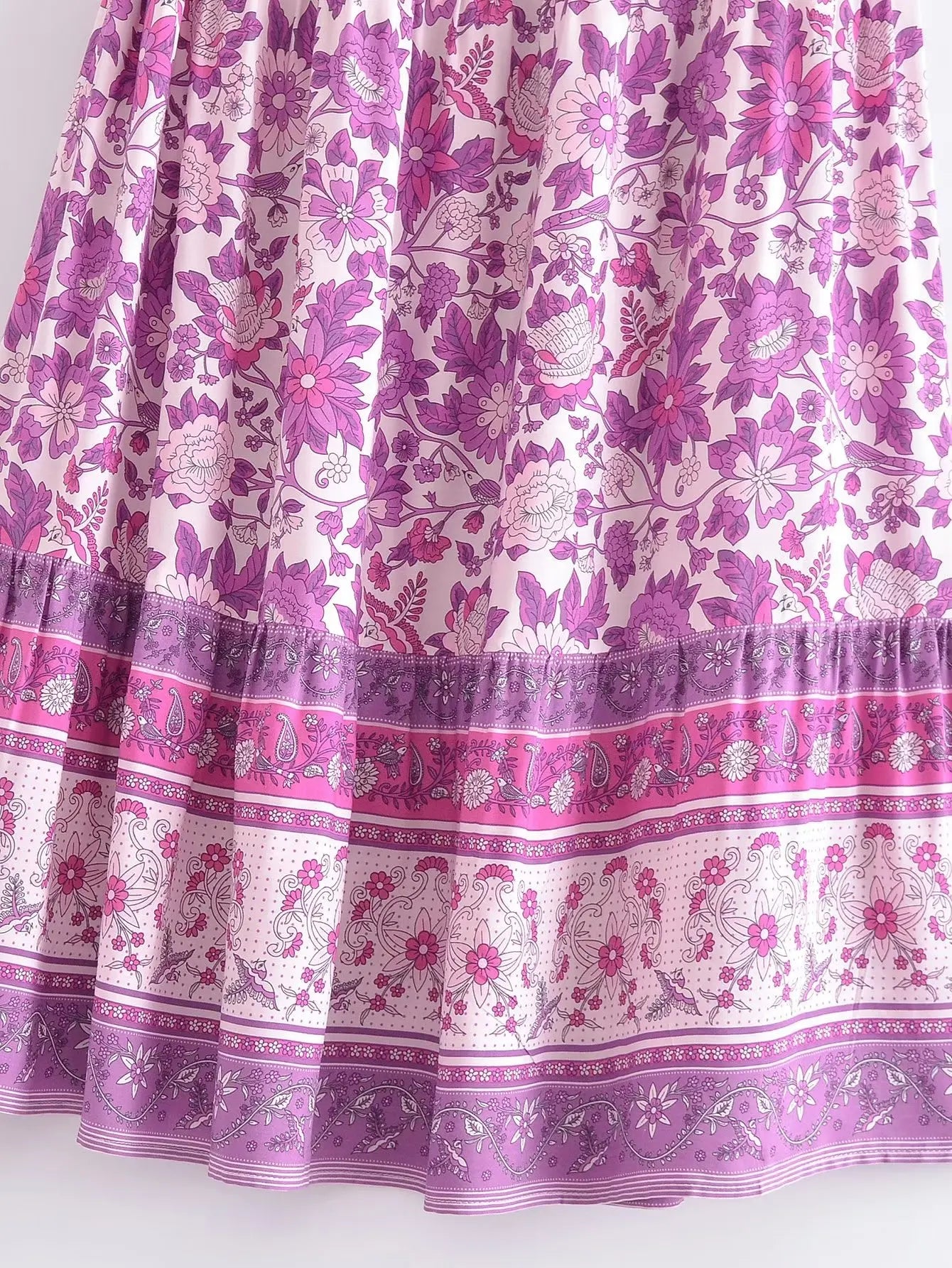 Boho Floral Print Maxi Skirt – 100% Rayon