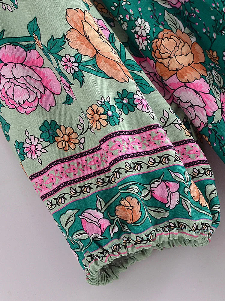 Boho Charm Floral Maxi Dress – Cotton Rayon Blend
