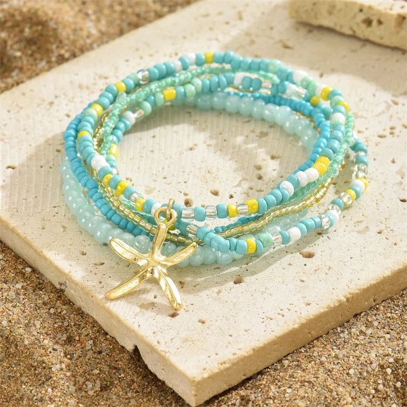 Boho Beaded Anklet Set – Summer Charm Layers