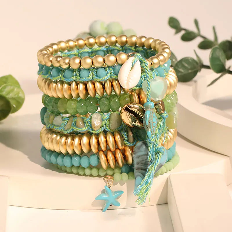 Boho Ocean Vibes Beaded Bracelet Set