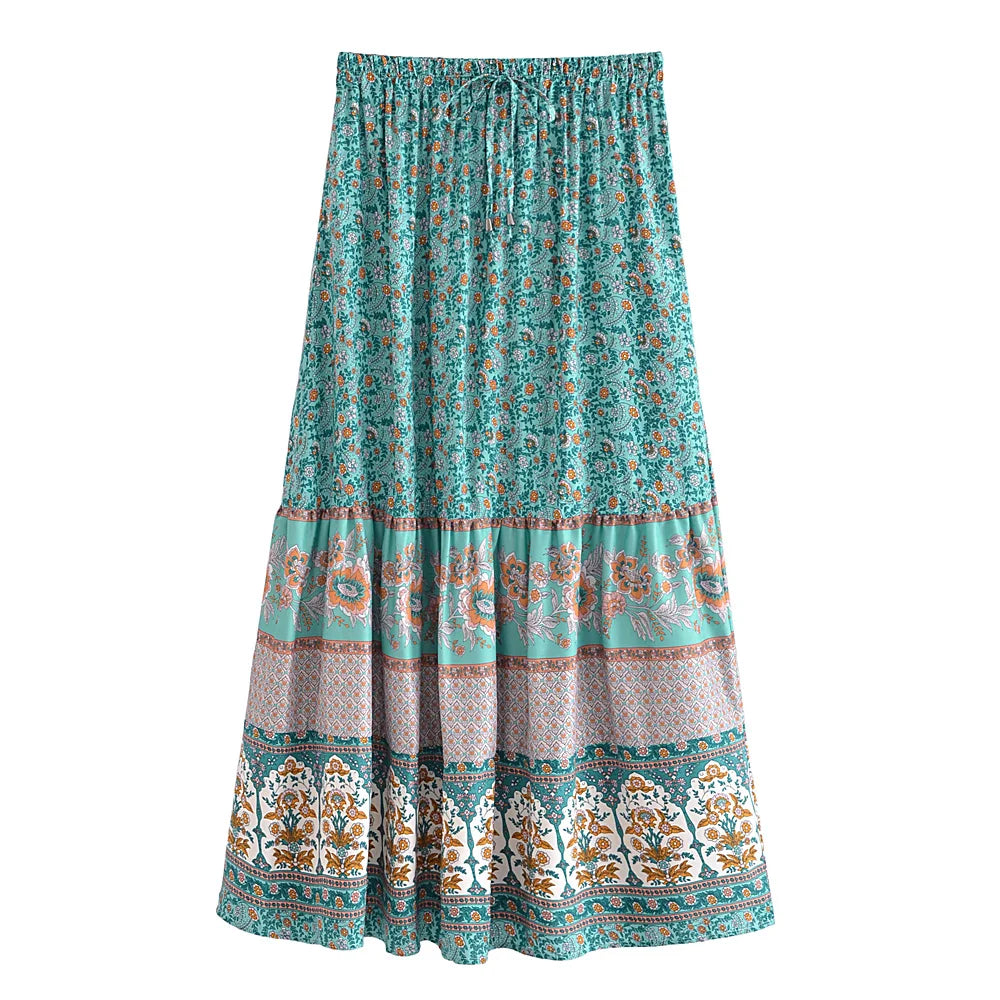 Nomad Soul Tiered Boho Midi Skirt