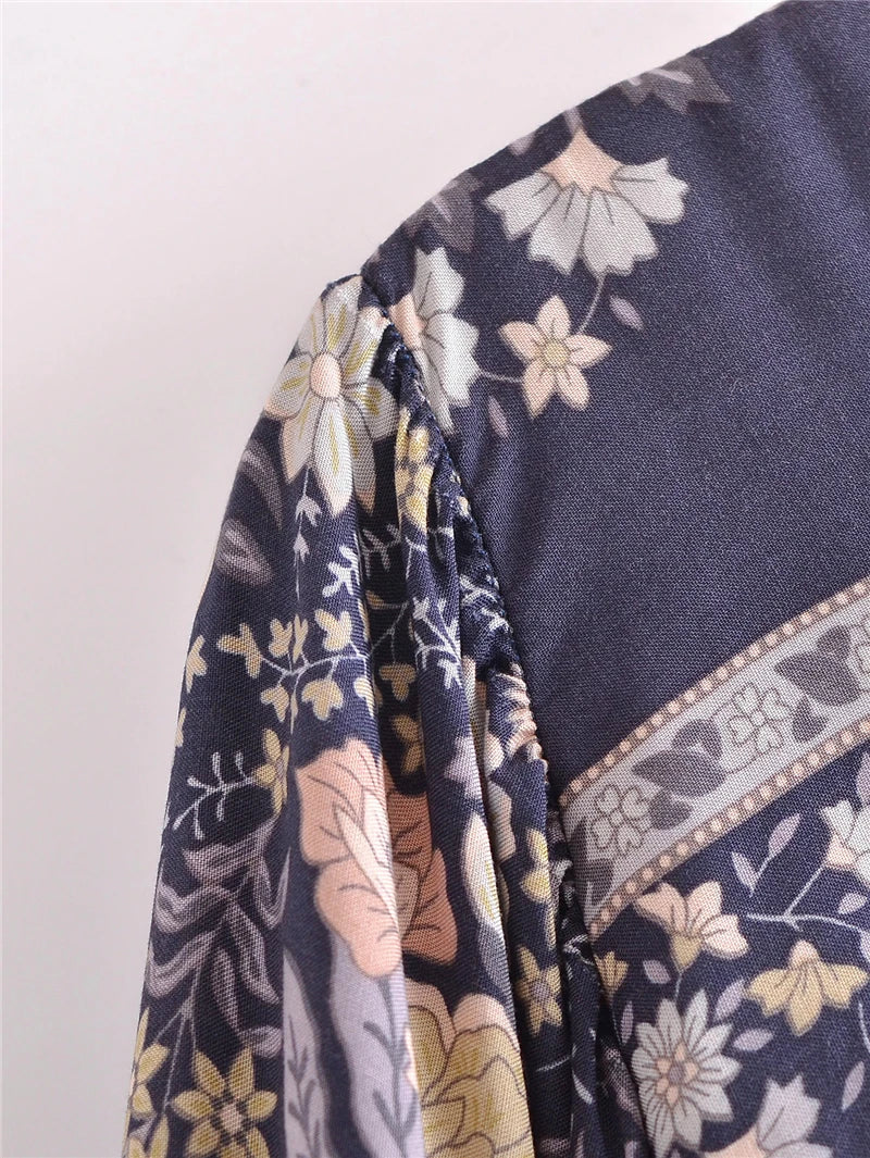 🌸 Boho Floral Tassel Blouse