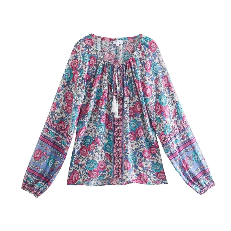 Meadow Song Floral Boho Blouse