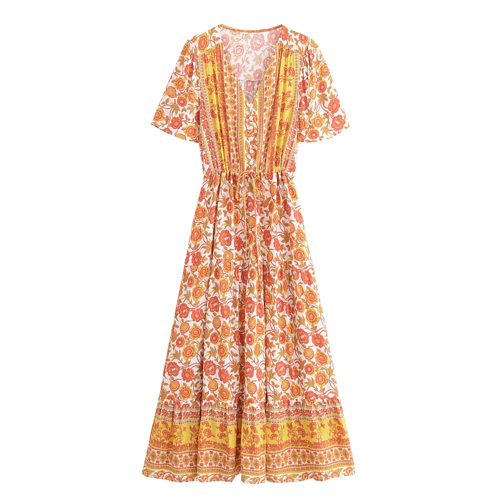 Sunbeam Floral Boho Maxi Dress - Rayon Blend