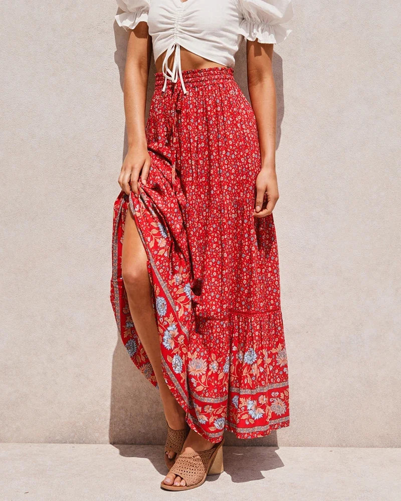 Mystic Journey Floral Boho Maxi Skirt