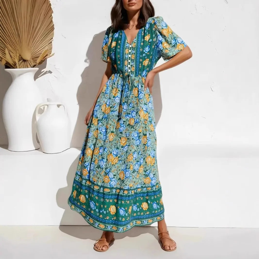 Sunbeam Floral Boho Maxi Dress - Rayon Blend