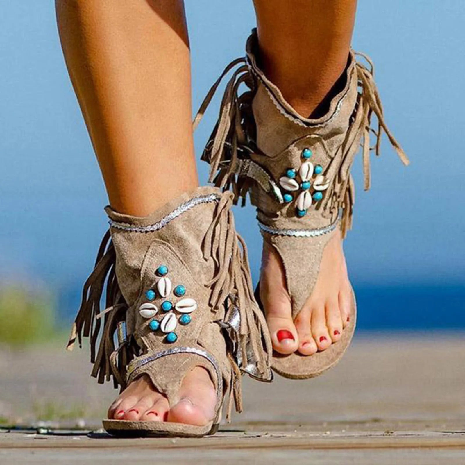 🌵 Boho Fringe Flat Sandals – Desert Soul Meets Beach Vibes