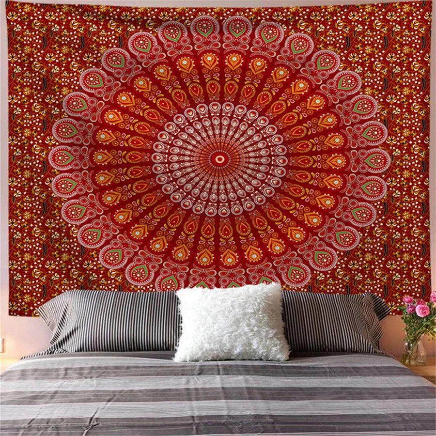 🌀 Boho Mandala & Elephant Wall Tapestry – Spiritual Vibes, Statement Walls