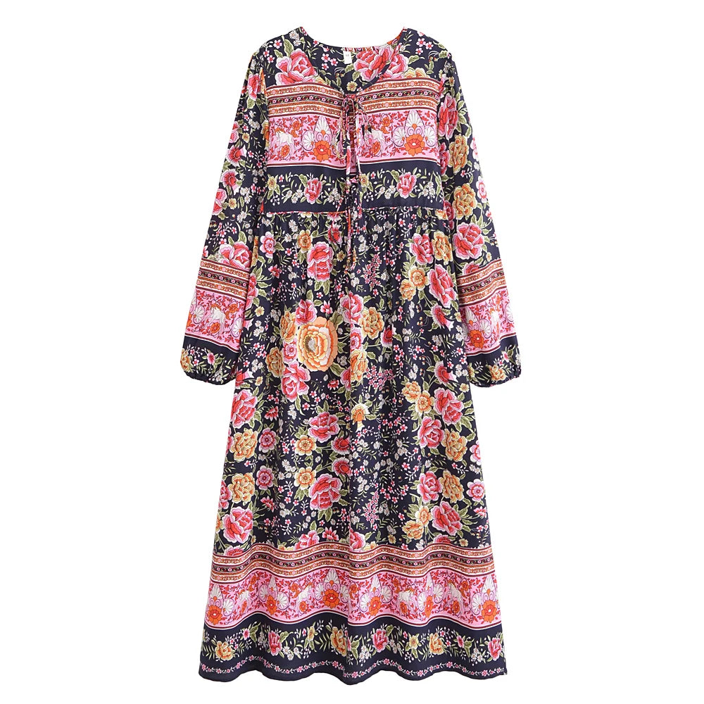 Boho Bloom Maxi Dress – Cotton & Rayon Blend