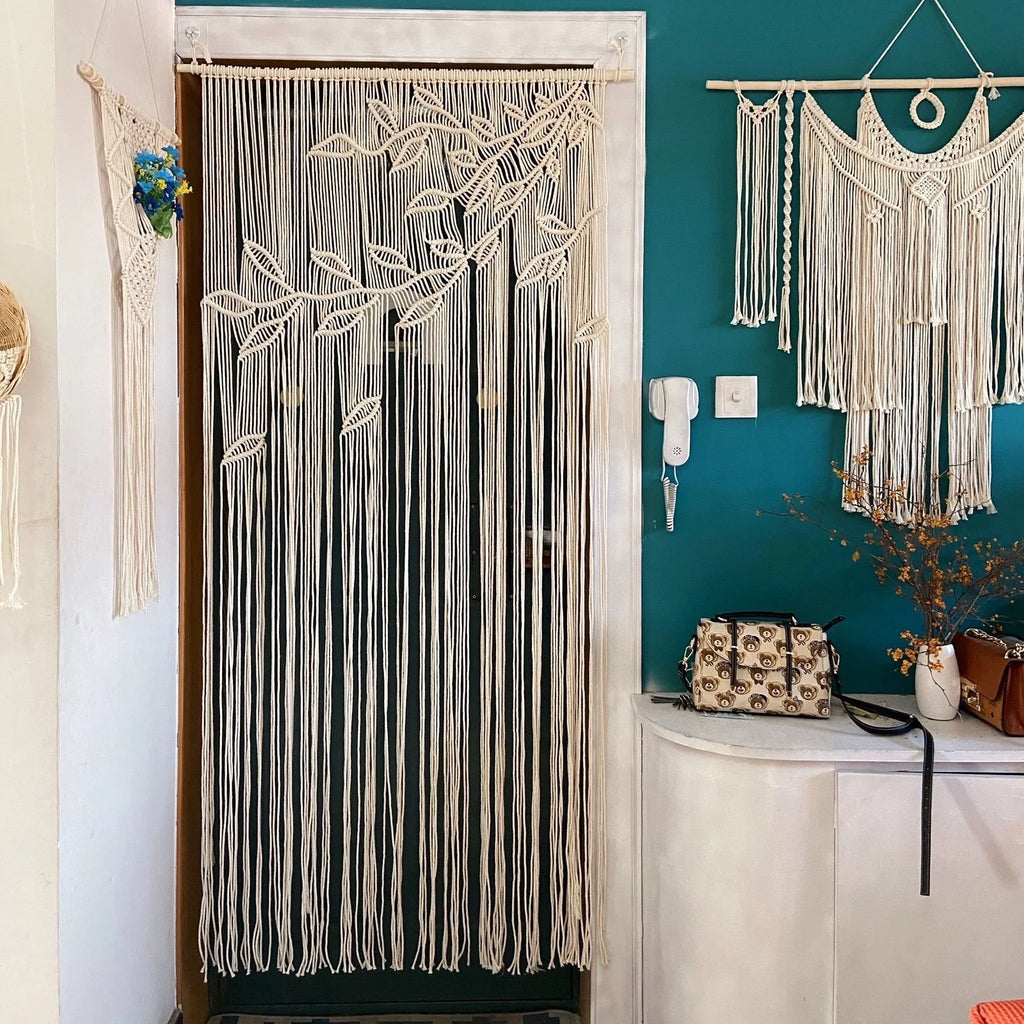 Boho Macrame Cotton Door Curtain Tapestry – Multiple Designs