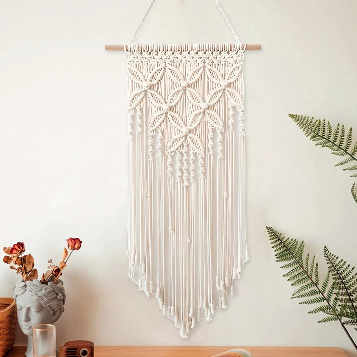 Macramé Wall Hanging Tapestry – Boho Geometric Design