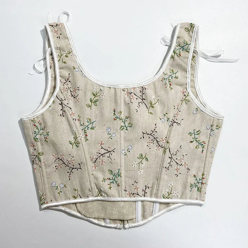 Vintage Floral Corset Crop Top