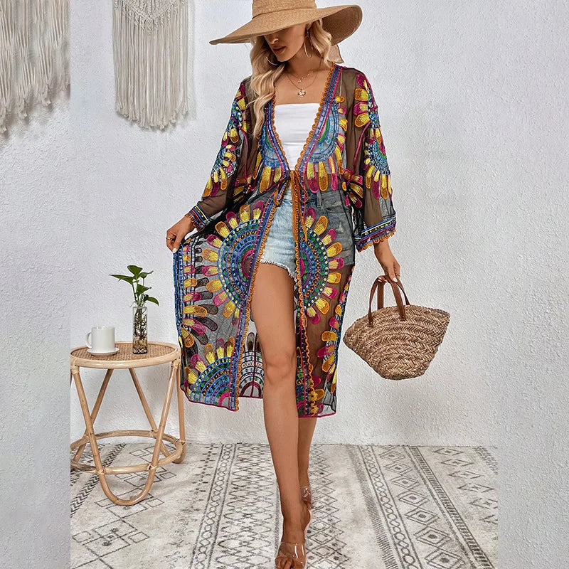 Boho Printed Kimono Cover-Up – One Size, 4 Color Variants