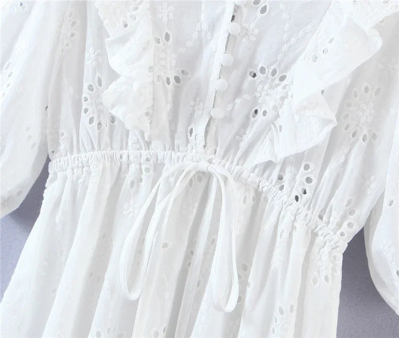 ✧ White Cotton Lace Mini Dress