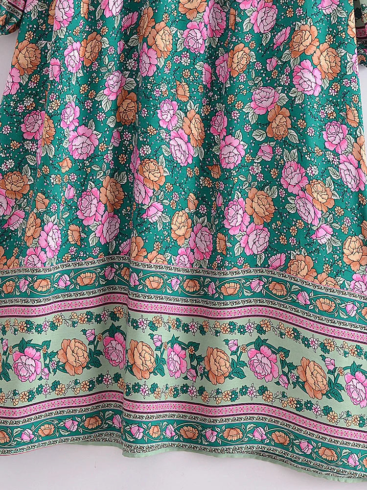 Boho Charm Floral Maxi Dress – Cotton Rayon Blend