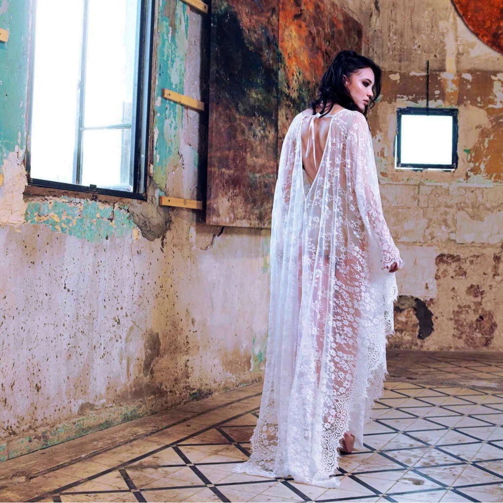 ✨ Sheer Lace Dream Kaftan – Boho Beach Cover-Up