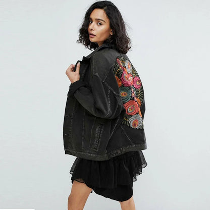 🌹 Boho Garden Bloom Denim Jacket