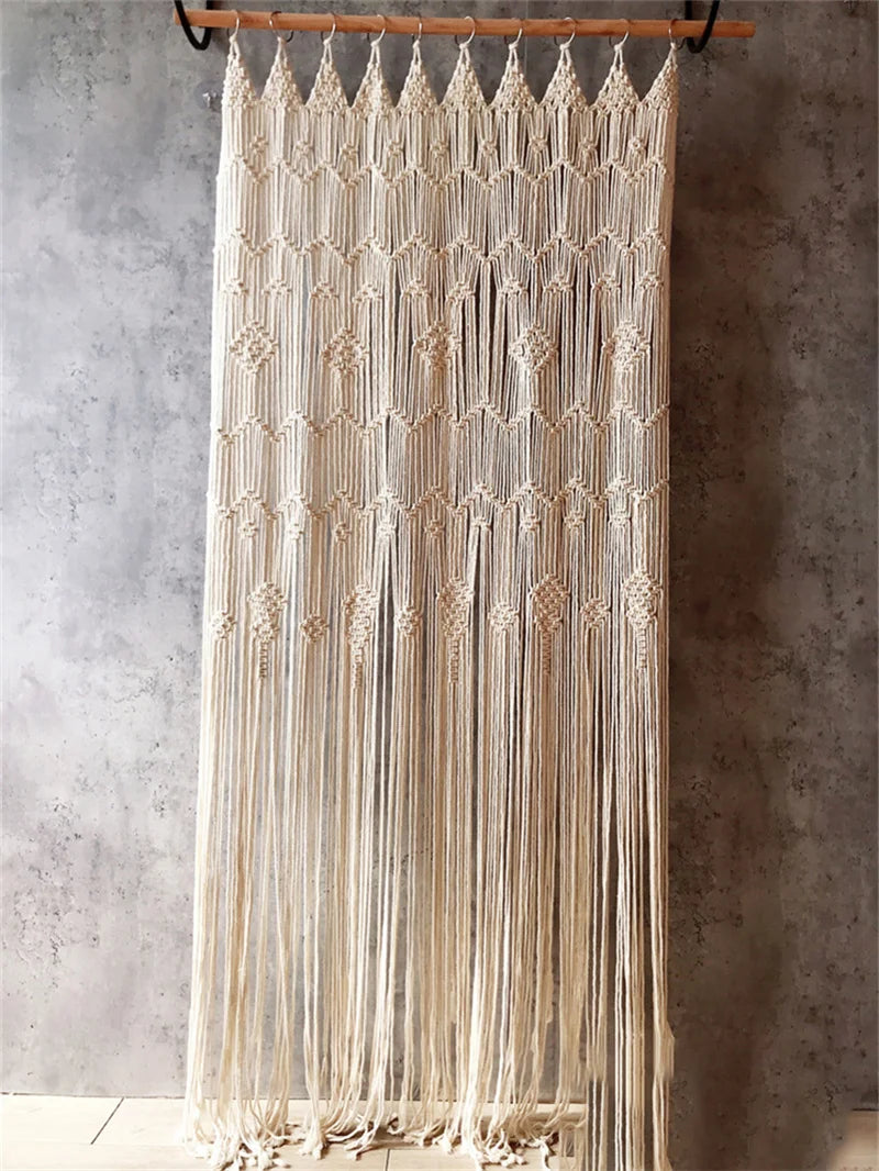 Boho Macrame Cotton Door Curtain Tapestry – Multiple Designs