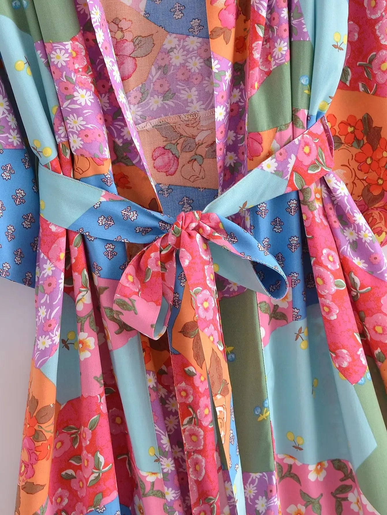 Kaleidoscope Dream Boho Patchwork Kimono - Floral Duster Robe