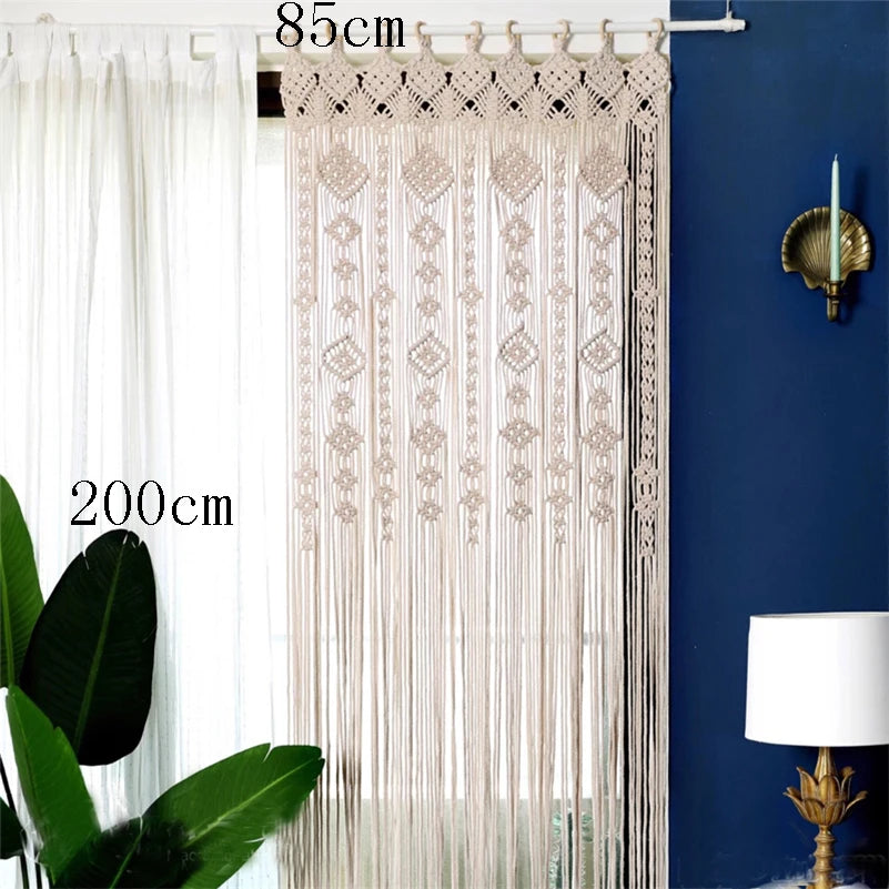 Boho Macrame Cotton Door Curtain Tapestry – Multiple Designs