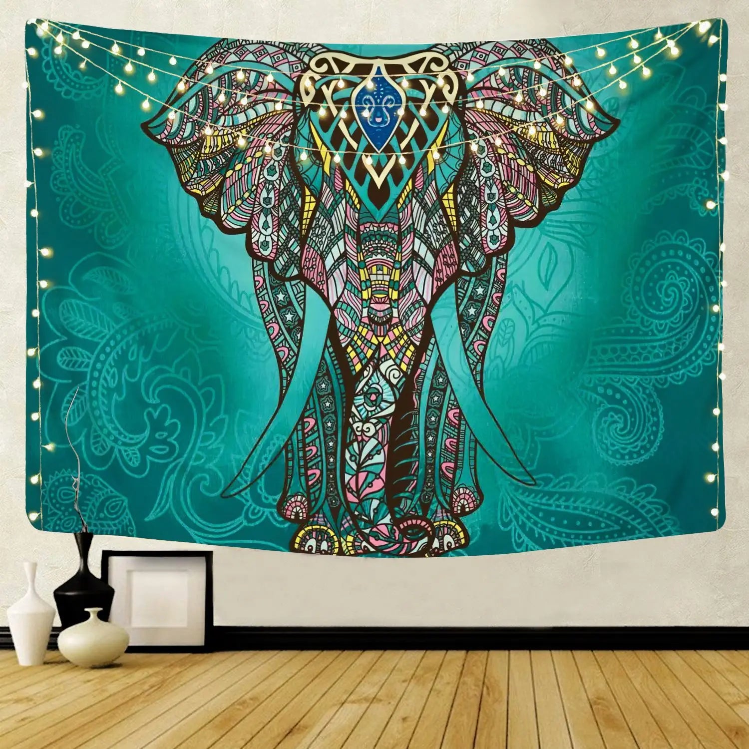 🌀 Boho Mandala & Elephant Wall Tapestry – Spiritual Vibes, Statement Walls