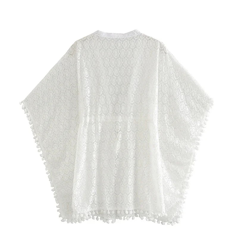 ✨ White Boho Lace Cover-Up – One Size