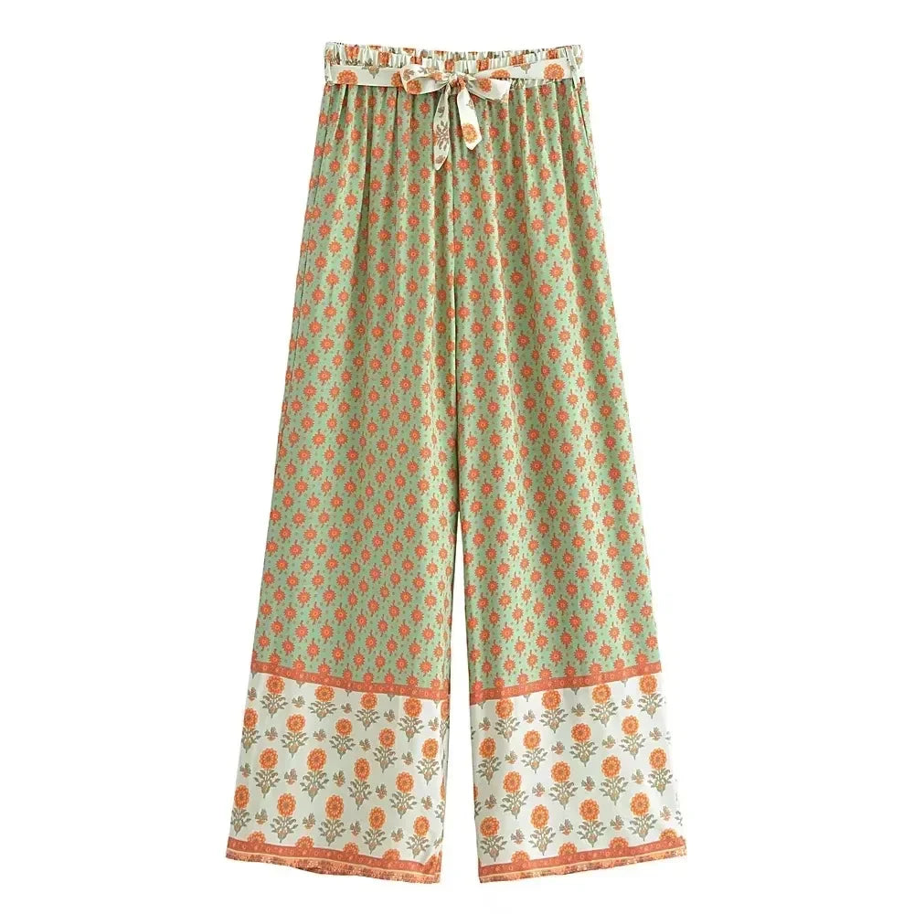 Boho Border Print Palazzo Pants – 100% Rayon