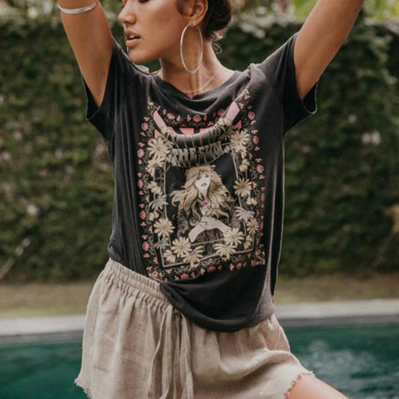 Follow The Sun: Vintage-Inspired Boho Graphic Tee